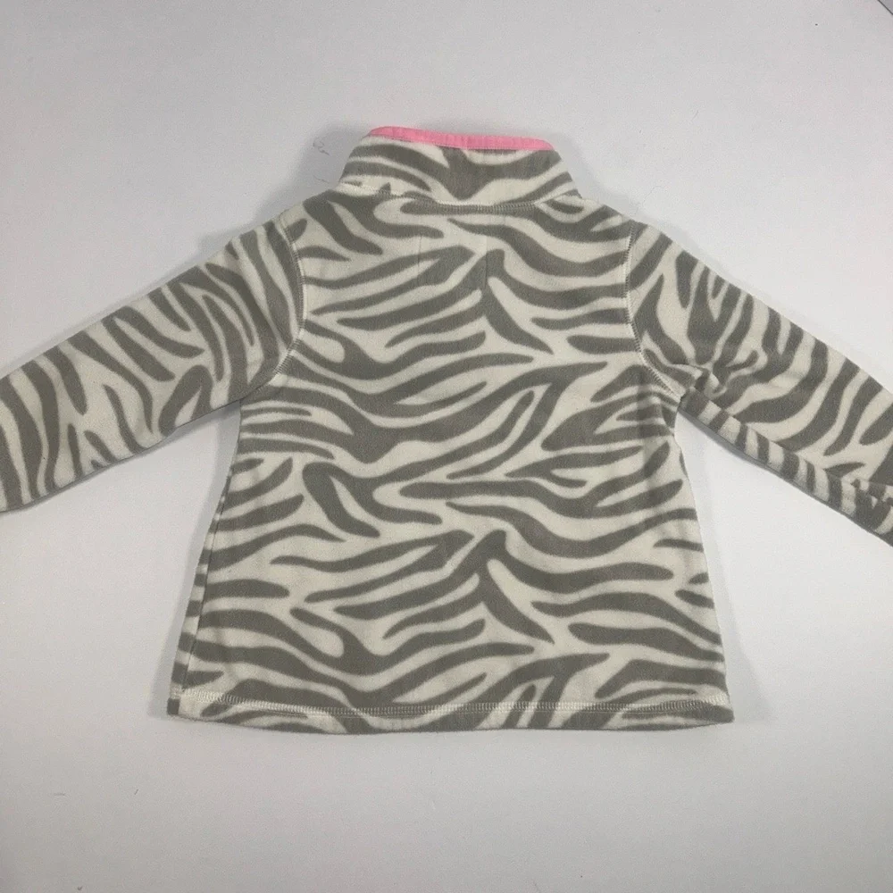 OSHKOSH B'gosh Kids 3T Gray White Pink Zebra Quarter-Zip Fleece‎ Top Cozy